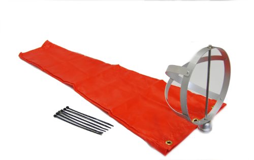 Airport Windsock Corporation 8" X 36" Orange Windsock and 8" Aluminum Frame Combo USA Made