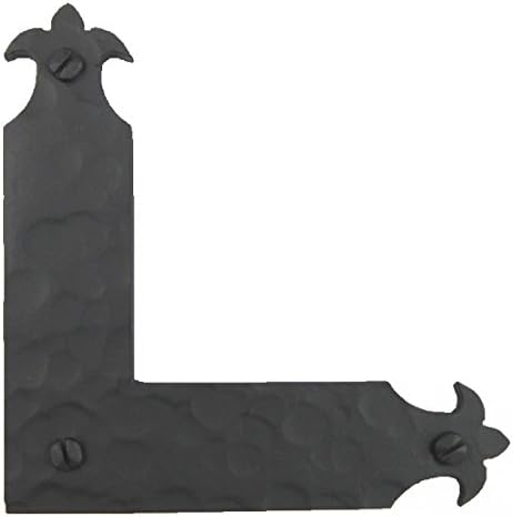 Spanish Style Fleur De Lis Hammered Wrought Iron Corner L Bracket Dummy GHL17 (Black)