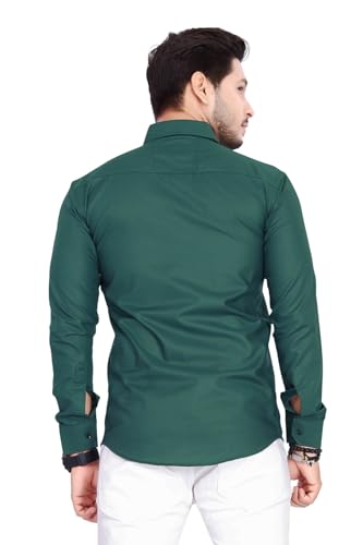 Image of Men's Cotton Spread Collar Full Sleeve Regular Fit Solid Casual Shirt with Double Pockets - Stylish Comfortable Shirt for Everyday Wear