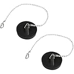 Hopzab 2 Pcs Universal Sink Plug and Drain Stopper with Stainless Steel Chain, Rubber Bath Plug for Kitchen and Bathroom, Replacement Stopper for Bathtub Sink, Universal Drain Plug, Hanging Ring