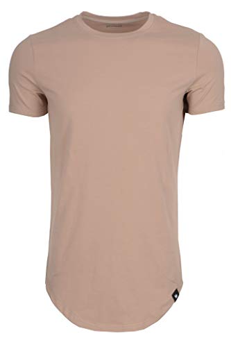 Youngla Mens Designer Fitted T-Shirts Long Drop Cut Tee Workout Gym 402 Beg L Beige #TOP5