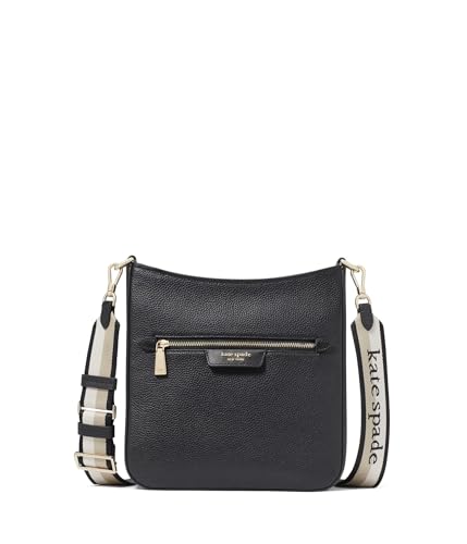 kate spade new york Hudson Pebbled Leather Large Messenger Crossbody, Black