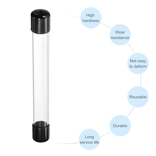 Image of PATIKIL Clear Rigid Tube Round Plastic Tubing with Black Rubber Caps Polycarbonate Water Pipe, 305mm / 12 Inch Length, 22mmx25mm /0.87 inchx1 inch, 1 Set