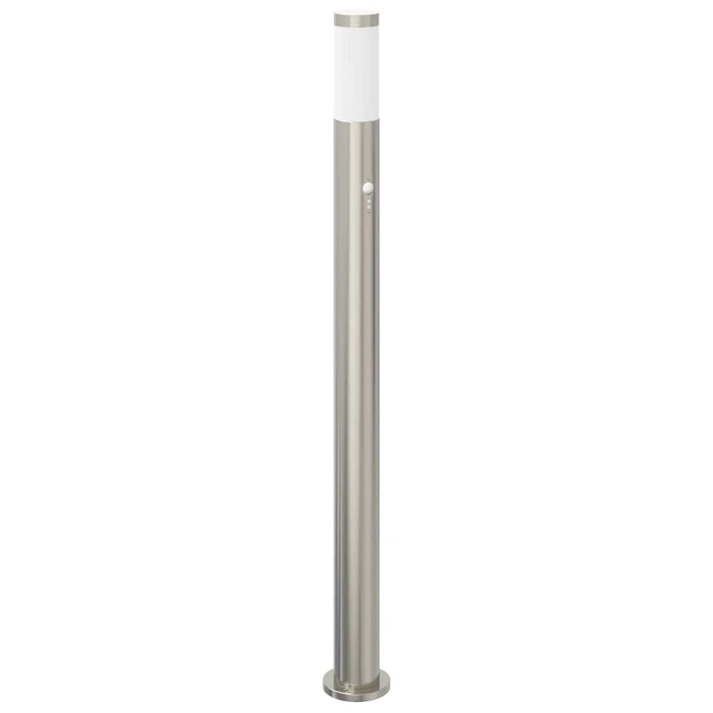 Set di 3 lampade a colonna con sensore in acciaio inox, altezza 110 cm, IP44, per esterni, terrazza, giardino, con sensore di movimento PIR e diffusore per un'illuminazione sicura del
