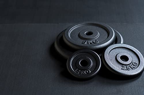 MuscleSquad Cast Iron Weight Plates 1.25kg, 2.5kg, 5kg,10kg (Choice of Sizes) for 1" Dumbbell Bar - 5kg Pair - Image 5