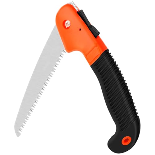 Folding Hand Saw, Pruning Saw with Secure Lock, for Garden or Tree Pruning, Camping, Wood Working, Rugged 7 Durable Trimmer, 1 Pack
