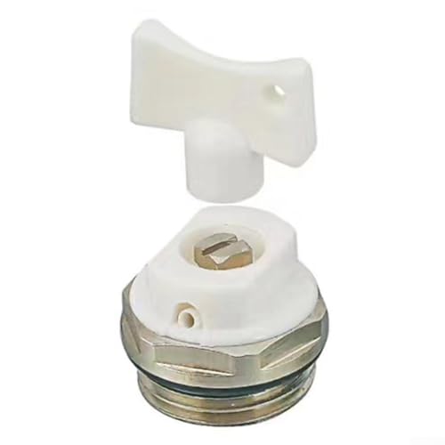 Válvula de purga de radiador de 1/2 pulgada con ciego y llave, ventilación de aire de latón niquelado para sistemas de calefacción central, color plateado (5 piezas)