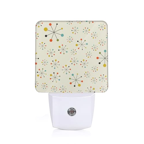 Image of YASHILAIYA Night Light,Retro Mid Century Fifties Modern Atomic Night Lights Plug into Wall for Boys Girls Gifts for Stairway Hallway Bedroom 0.5W Nightlight