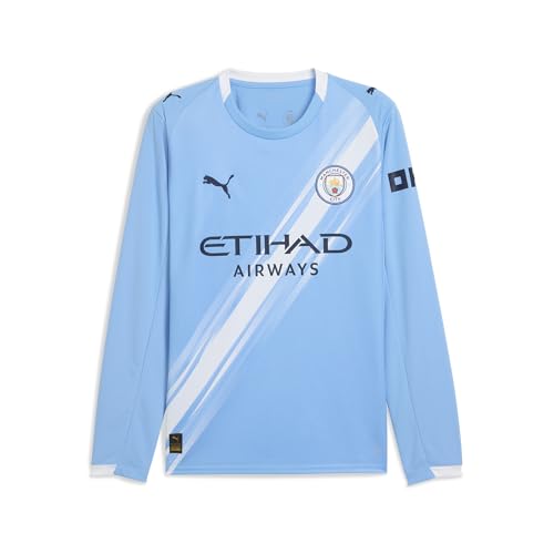 Men’s Manchester City FC 2025/26 Replica Home Soccer Jersey, Long Sleeve - Team Light Blue - Size: XXL