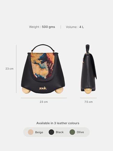 Image of ZOUK Women's Svara Sling Bag | Vegan Leather Bag | Crossbody + Top Handle with Adjustable Strap | Evening & Festive
