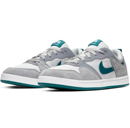 Image of Nike SB Alleyoop Skate Shoes CJ0882-003, Low Top, Suede and Textile, Plush Foam Insole, Grey & Teal (Particle Grey /Geode Teal /Gris Particule, UK Footwear Size System, Adult, Men, Numeric, Medium, 10)