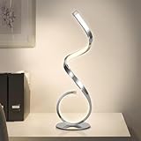 EIDEARAY LED Tischlampe Spiral Design 22W Touch Dimmbar Schreibtischlampe Moderne Nachttischlampe, Warmweiß Kaltweiss 3 Farbmodi, 10 Helligkeitsstufen, für Schlafzimmer, Büro, Wohnzimmer (Silbrig)