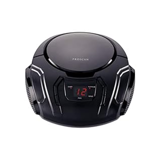 PROSCAN Elite Portable CD Boombox with AM/FM Radio (Black)