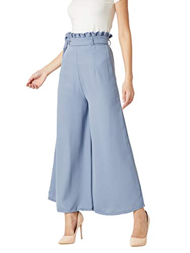 Image of Miss Chase Women's Blue Wide-Leg Trouser Pants