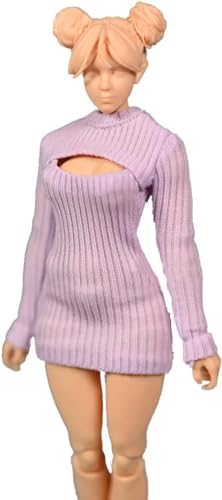 1/12 Scale Female Clothes,Figure Clothes Stretch Tight Open Chest Sweater Bottoming Shirt Outfit Costume for 6" Female Soldier Action Figure Body Dolls Toys (Black) image 4