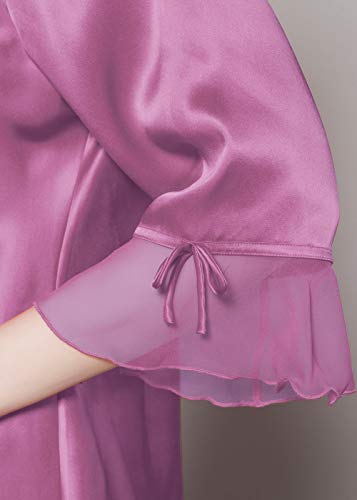 Lilysilk Silk Pajama Sets For Women 22 Momme 100% Mulberry Silk 3/4 Sleeves V Neck Pjs Sleepwear L, Violet #TOP6