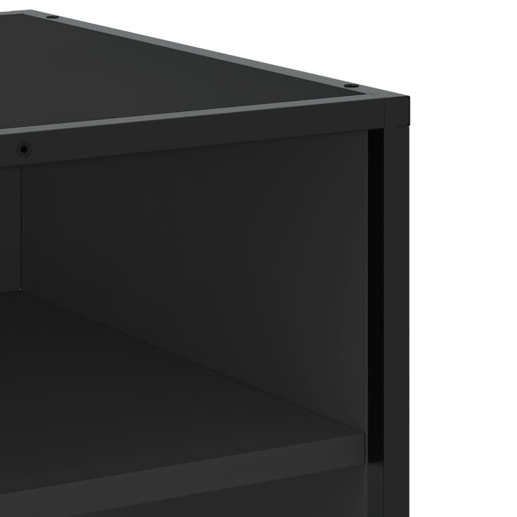 Mobile TV nero, 91 x 40 x 46 cm, in legno e metallo, mobile basso con spazio e cassetto, credenza per soggiorno, camera da letto, home theater e gaming, salvaspazio e moderno