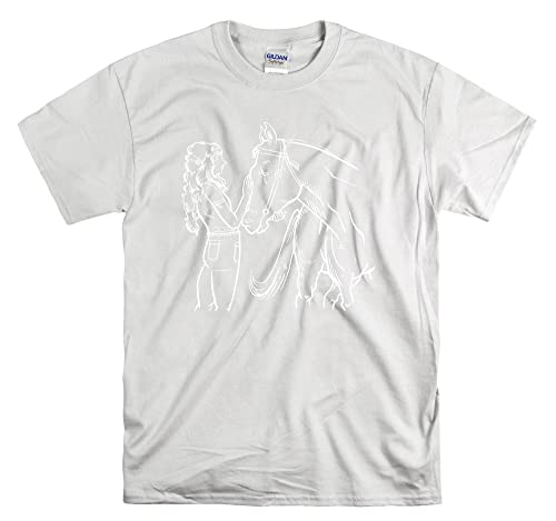 T-shirt Horse Girl Riding Unisexe - Haut Blanc Taille M à Motif Équestre