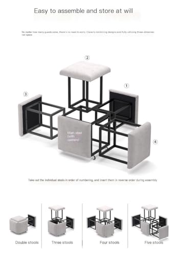 Cube d'assise 5 en 1 pouf transformable salon chambre et bureau