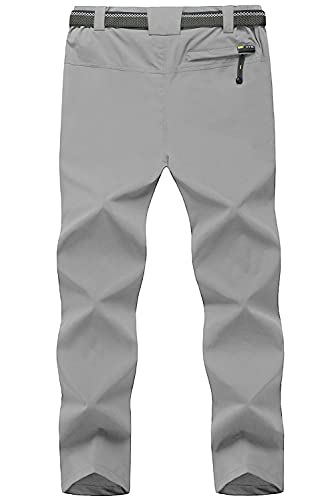 Tbmpoy Men's Lightweight Hiking Pants Quick Dry Mountain Fishing Cargo Outdoor Pants Thin Light Gray M #TOP1