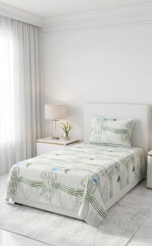 Image of Bombay Dyeing Epigram Printed Single Bed 100% Cotton Bedsheet Collection - (224X150) (D. Blue)