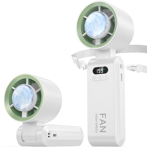 ハンディファン 冷却プレート【2025新型・199段階風力調整可能】超高速暴風アイスクーラー付きハンドヘルドポータブルファン 10000mAh充電式パーソナルファン[冷却時間24時間LED残量表示]7枚羽根強力手持ち扇風機90°角度調整 ネックストラップ付き小型 ミニファン 熱中症対策 暑さ対策 コンパクト 静音 アウトドア オフィス小型ポケットファン(ホワイト)