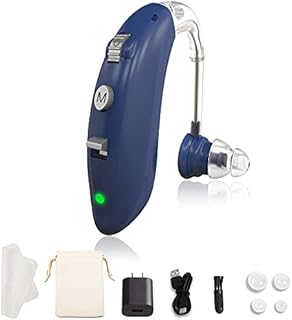 Rikimxin Hearing Aids for Seniors Rechargeable, Clear Sound Quality Digital Hearing Amplifiers with Noise Cancelling for Adults, Binaural Universal for Hearing Loss with 4 Mode & Volume Control(Blue)