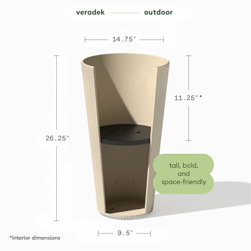 Image of Veradek Demi Series Tall Planter - Tall Tapered Outdoor Planter with Shelf