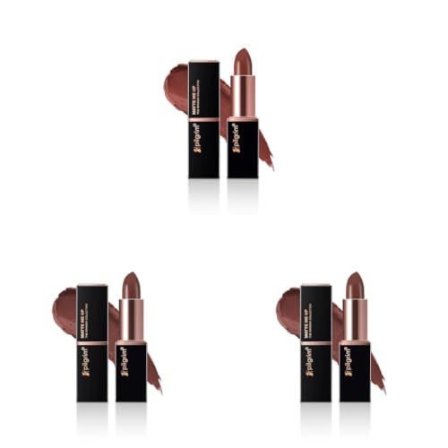 Image of Pilgrim Matte Bullet Lipstick Intense Colour Transferproof & Smudgeproof Mocha Bliss-04 (Pack of 3)
