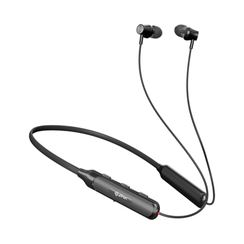 Image of pTron Tangent Evolve w / 50Hrs Playtime, HD Mic, Pristine Sound, 14mm Drivers, Bluetooth V5.3 w /Dual-Device Pairing Wireless Neckband, Magnetic Buds, Voice Assistant,Type-C Fast Charging & IPX4(Black)