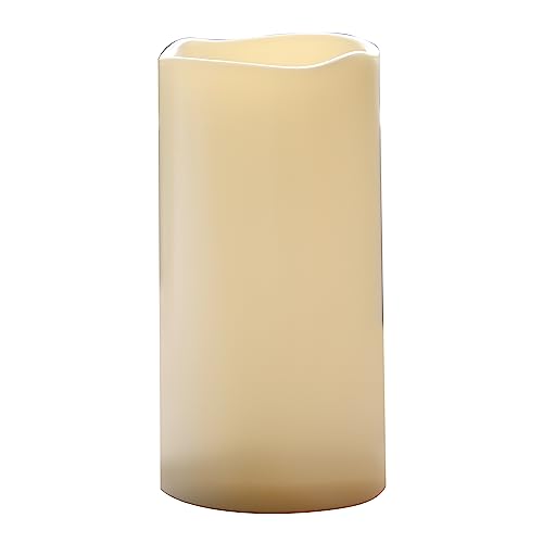 Image of Extra Large Waterproof Outdoor Flameless Candle 6 inch (D) x12 inch(H) Big Tall Battery Operated Pillar Candle with 6-hour Auto Timer Ivory Plastic Realistic Flickering LED Light for Garden Decorations