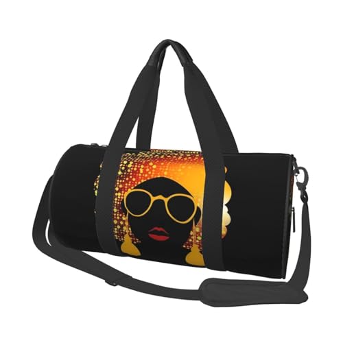 Travel Duffel Bag Sports Gym Bag With Shoes Compartment,Lightweight Overnight Weekender Bag Cute African Woman Yoga Gym Sports Bag For Men Women