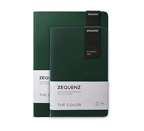 Image of Zequenz A5 & A6- Emerald Green Notebook Set Blank Acid Free Paper 200 Pages Each 80GSM 360 Degree Flexibility 100% Handmade Fountain Pen Friendly Color Series Pack of 2 Notebooks