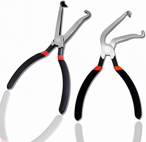 Automotive Tools Electrical Disconnect Pliers,Electrical Connector Pliers for Cars, Automotive Hose Disconnect Tools for Push Tab Style Plugs (1*Red60°+1*Red Straight)