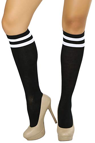 Image of ToBeInStyle Women's Knee High Socks with Striped Top