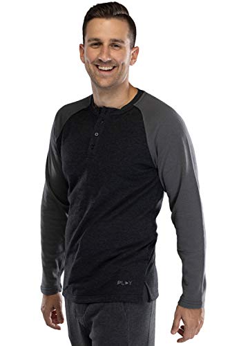 INTIMO Men's Cotton Rayon Soft Fleece Henley Long Sleeve Shirt2