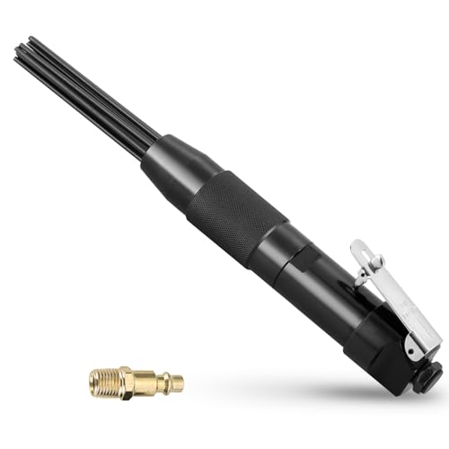 AMGSH Compact Air Needle Scaler Rust Remover Tool Needle Scaler Air Tool Pneumatic Rust Paint Weld Slag Remover Cleaner with 12 Needles Includes 1/4 NPT Air Hose Fitting