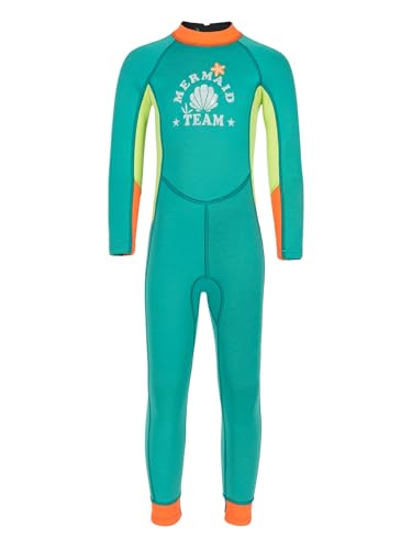Yihuimin Traje de baño para niños Niñas Buceo Traje de neopreno Mm Manga Larga Pieza Protección UV Surf Natación Verde 134-140