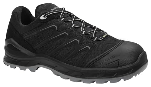 LOWA Sicherheitsschuhe Larrox Work GTX Black-Grey Lo S3 CI, Damen und Herren, Textil, Stahlkappe, leicht, sportlich 43, Schwarz-Grau