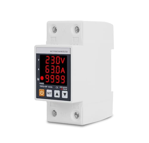 Relé protector contra sobretensiones de alta precisión 63A con medidor de energía kWh 230V