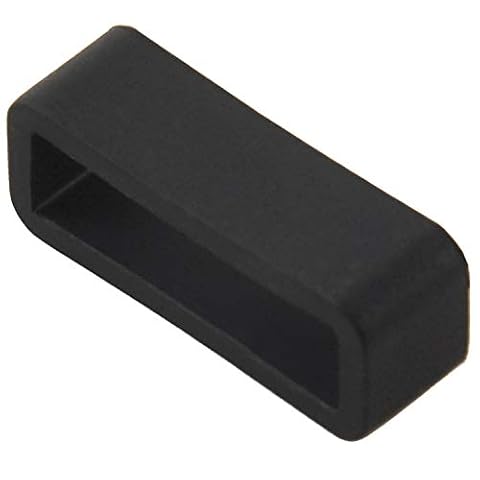Qiaohome Czarny pasek do zegarka, pętla ustalająca, gumowy uchwyt na klamrę, 22 mm, Czarny