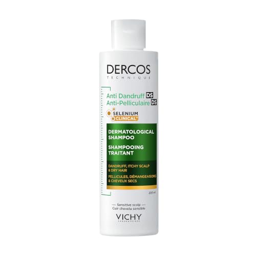 Vichy Dercos Anti-Dandruff Dermatological Shampoo for Dry Hair & Sensitive Scalp with Salicylic Acid & Selenium Sulfide 200ml Soothes Itchiness & Nourishes.