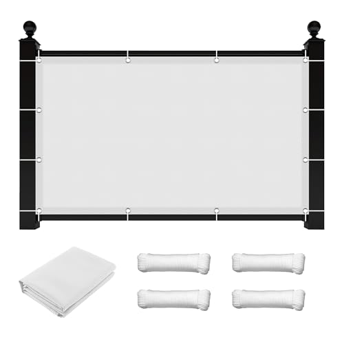 Voile d'ombrage carré 1x3,2m blanc imperméable avec kit de fixation complet - 2