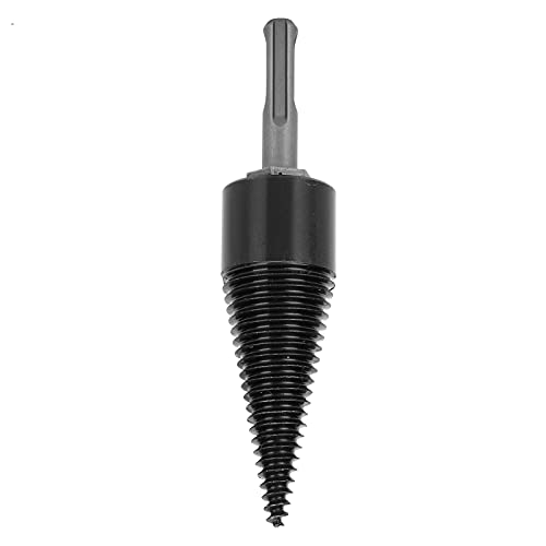 DANAIXZ - High Speed Steel Drill Screw Cone Wood Splitter Bit 32mm Round Shank Firewood Splitting Accessory for Electric Drill and Hammer Tools