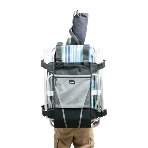 Mochaise Bolsa de transporte dobrável para cadeira – Mochila grande para cadeira de praia – Acessórios de praia essenciais – Bolsa de transporte para cadeira de praia – Versão 2025 com zíperes