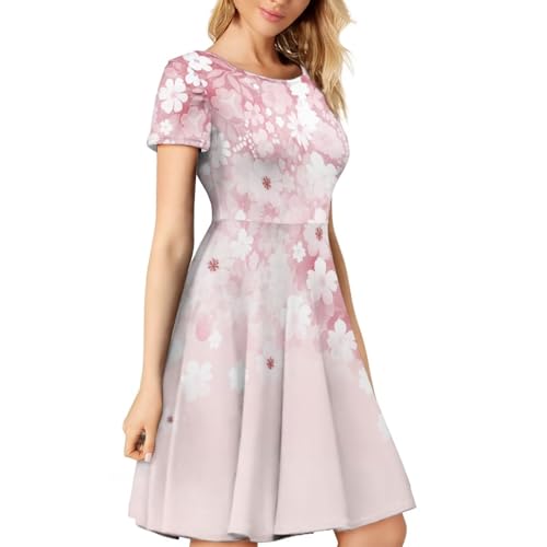 Image of AFPANQZ Womens Casual Summer Lightweight Vintage Dress Short Sleeve Midi Dress Knee-Long Luxury Formal Dress