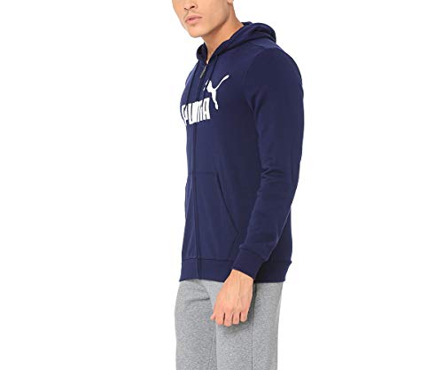 PUMA Ess FZ Hoody TR Big Logo, Felpa Uomo, Blu