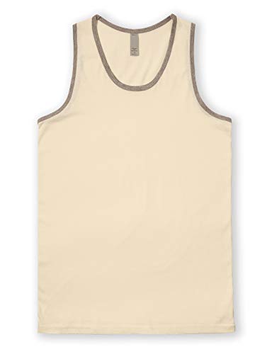 JD Apparel Men's Basic Athletic Jersey Tank Top Contrast Binding M Vintage White Heather Grey, Medium