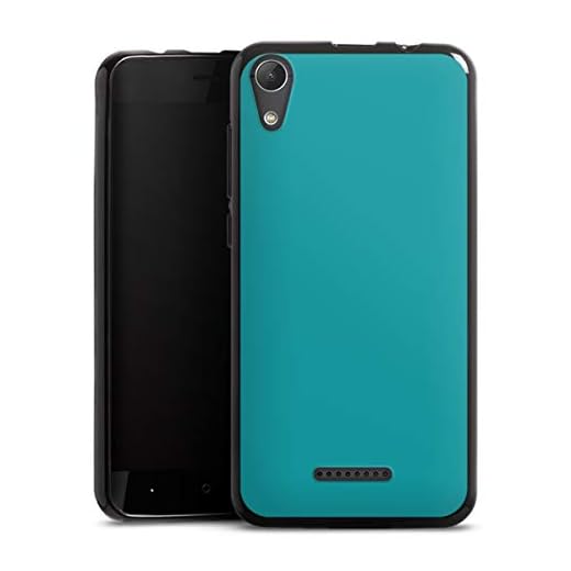 Silikon Hülle kompatibel mit Wiko Lenny 4 Case schwarz Handyhülle türkis Farbe einfarbig