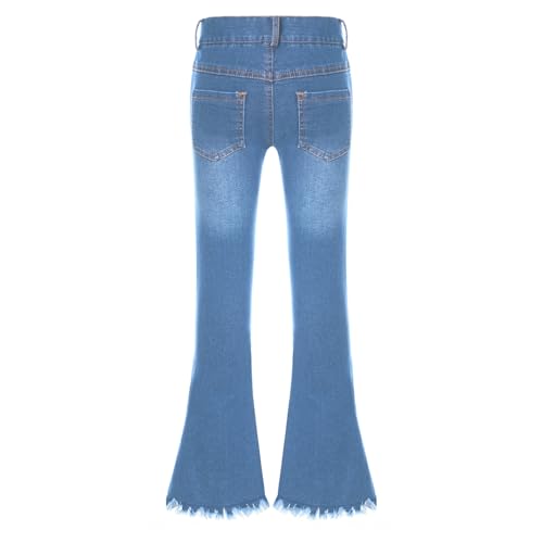 JEYPINMI Toddler Girls Bell Bottoms Slim Fit Ripped Denim Leggings Elastic Waist Flare Pants3